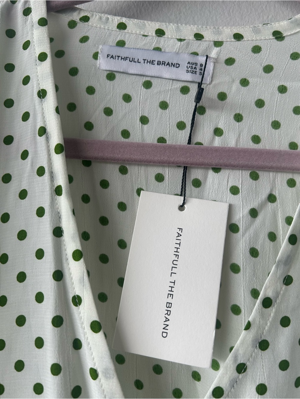 Faithfull The Brand Green Lula Dot Wrap Blouse - Picture 2 of 6